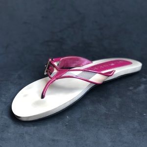 BURBERRY Check nova pink leather thongs